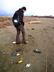 the shoes were collected using only the feet