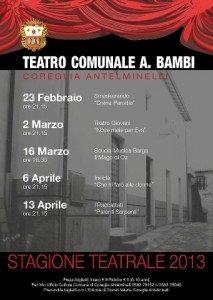 Secondo appuntamento della stagione teatrale di Coreglia: “Nove mele per Eva”